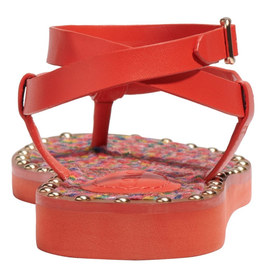 COACH Gracey Leather Red Orange Sandal Size 7 NEW WITH BOX - Picture 5 of 12